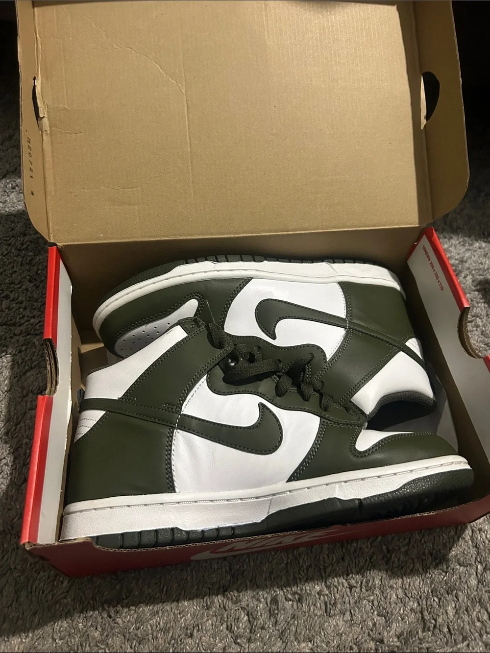 Nike Kids Olive and White High-Top Sneakers
